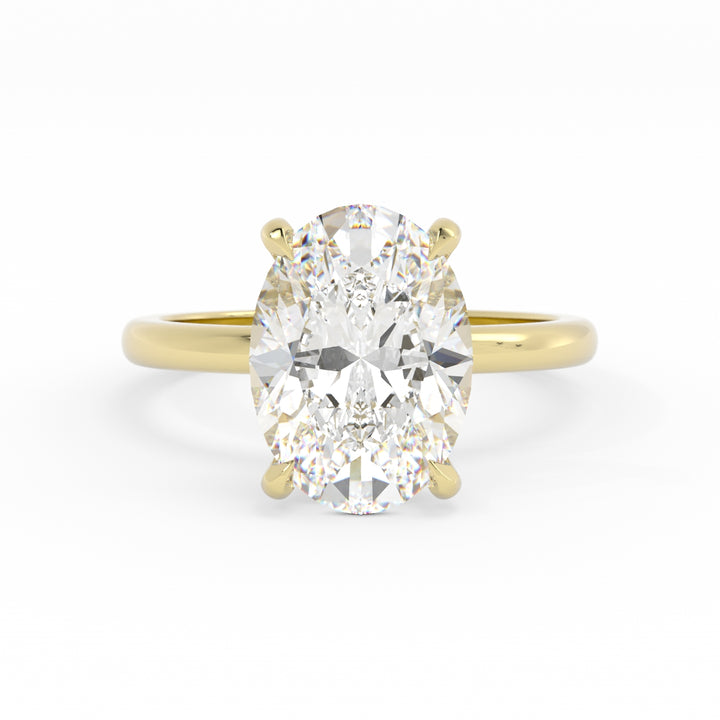 50% Down Payment, 14K Yellow Gold, High Polish, Lab Grown Diamond Center & Melee, Size: 7, Custom Engagment Ring