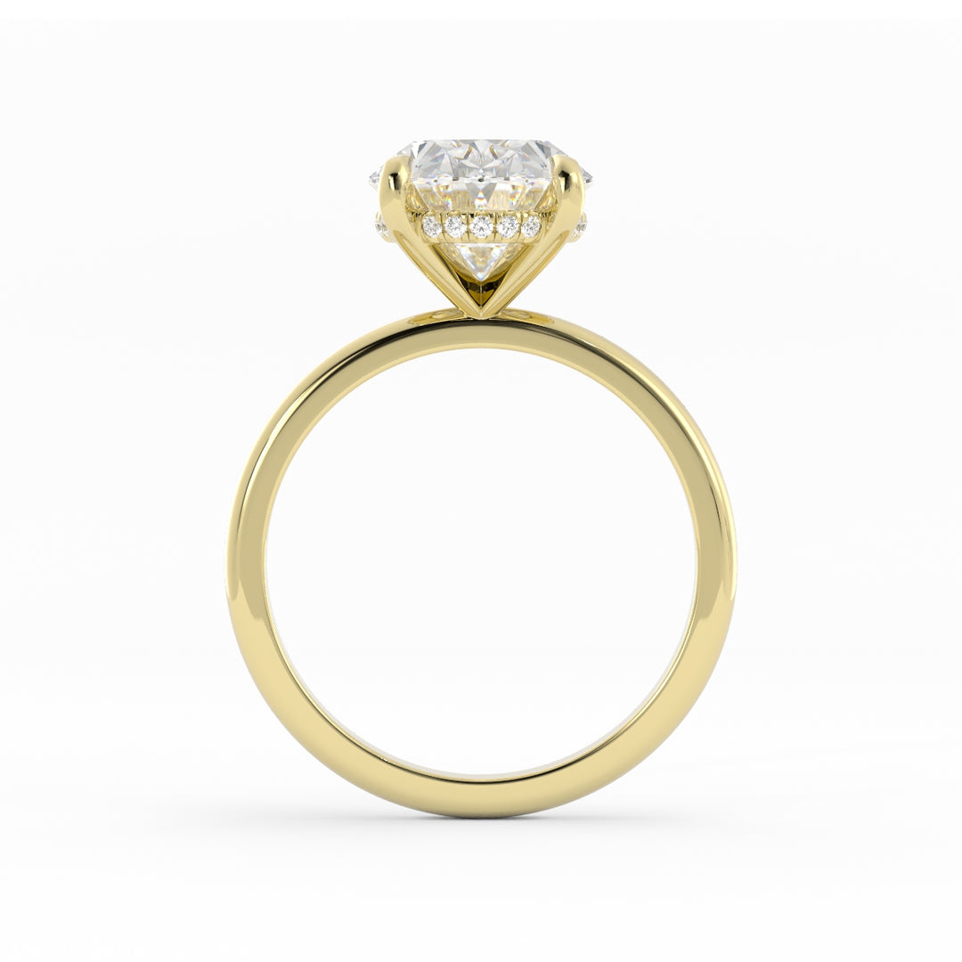 50% Down Payment, 14K Yellow Gold, High Polish, Lab Grown Diamond Center & Melee, Size: 7, Custom Engagment Ring