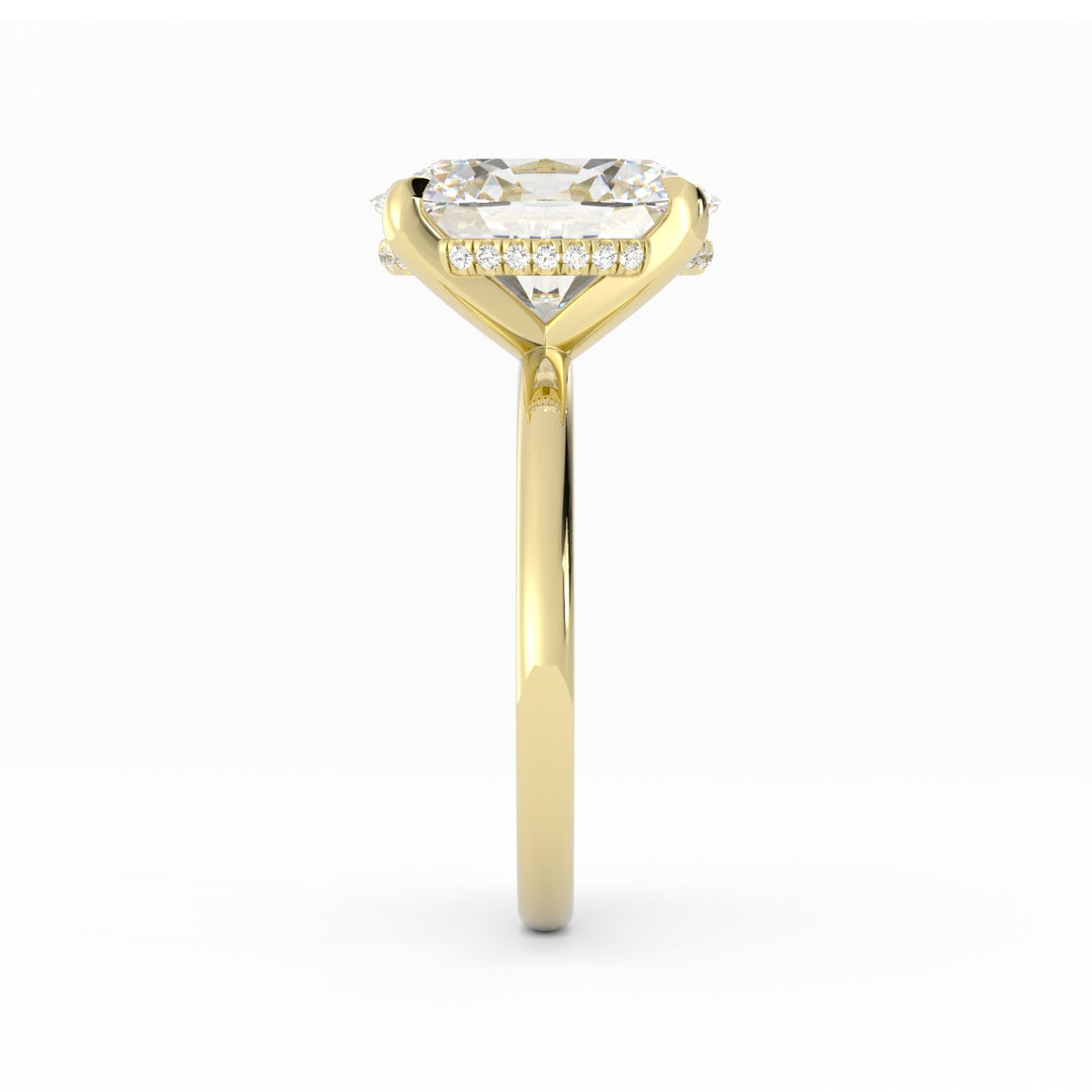 50% Down Payment, 14K Yellow Gold, High Polish, Lab Grown Diamond Center & Melee, Size: 7, Custom Engagment Ring