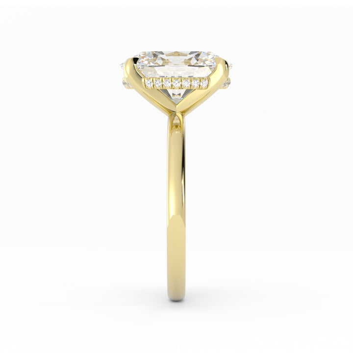 50% Down Payment, 14K Yellow Gold, High Polish, Lab Grown Diamond Center & Melee, Size: 7, Custom Engagment Ring