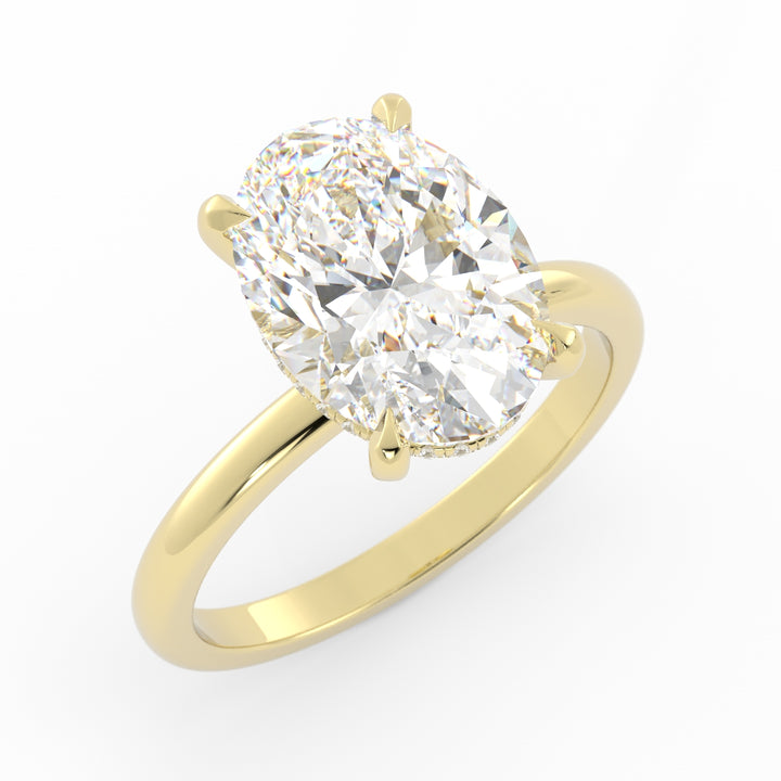 50% Down Payment, 14K Yellow Gold, High Polish, Lab Grown Diamond Center & Melee, Size: 7, Custom Engagment Ring