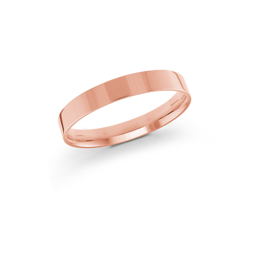 10K Rose Gold High Polish Flat 3mm Wedding Band