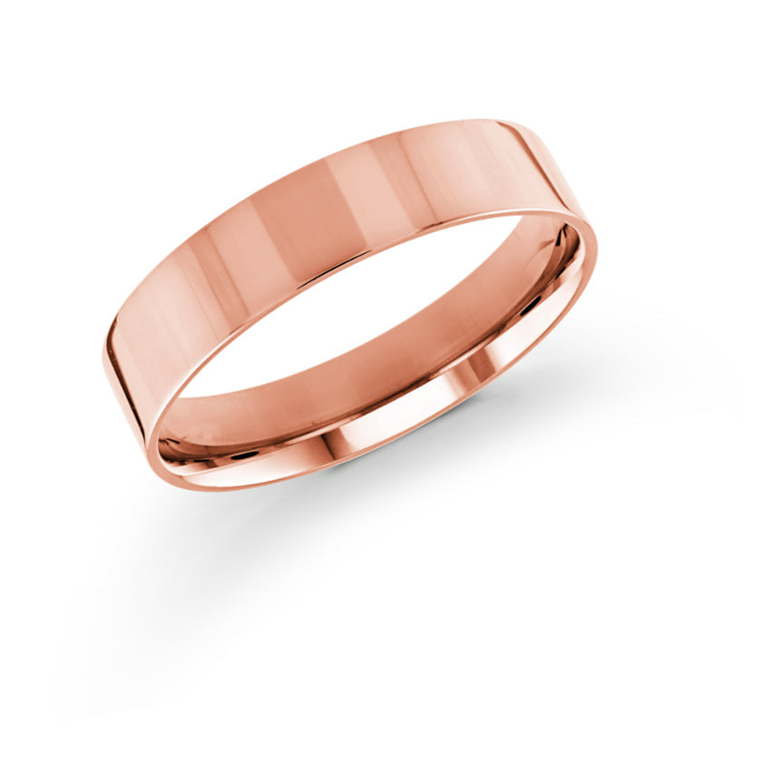 10K Rose Gold High Polish Flat 5mm Wedding Band