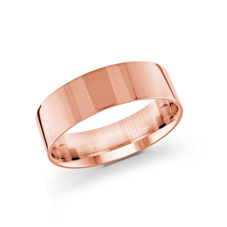 10K Rose Gold High Polish Flat 7mm Wedding Band