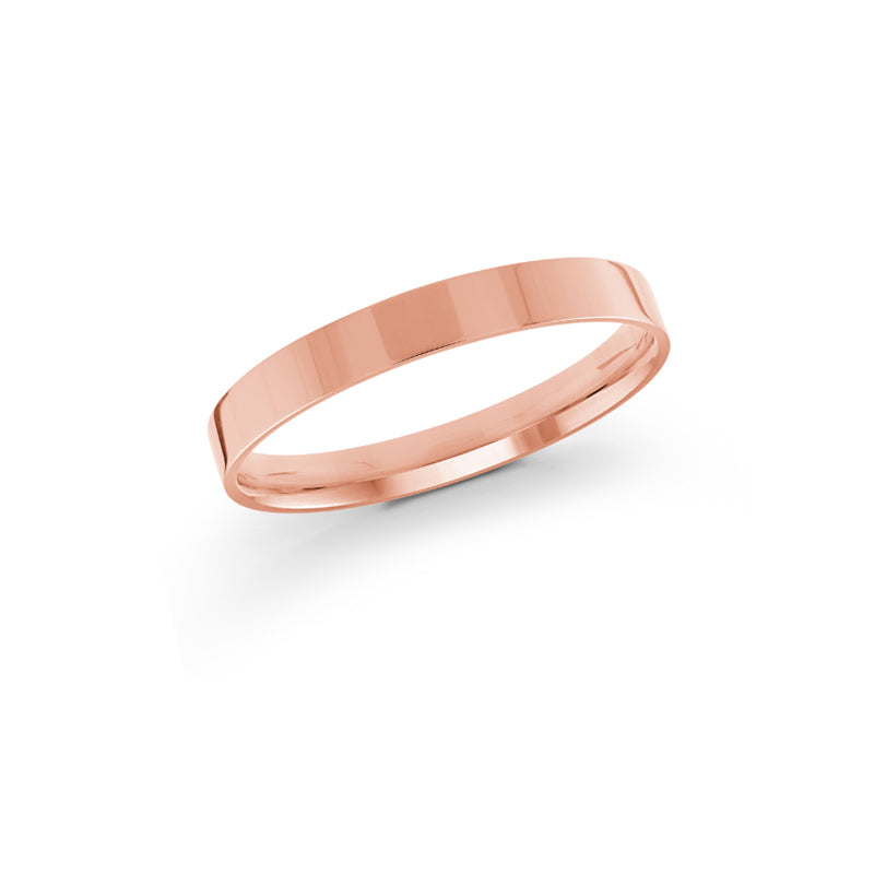 14K Rose Gold High Polish Flat 2mm Wedding Band