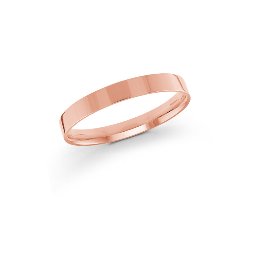 18K Rose Gold High Polish Flat 2mm Wedding Band