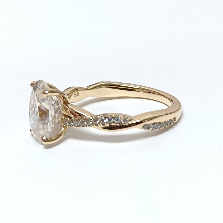 10K Yellow Gold, Moissanite Center, Moissanite melee, Client Ring, Repairs