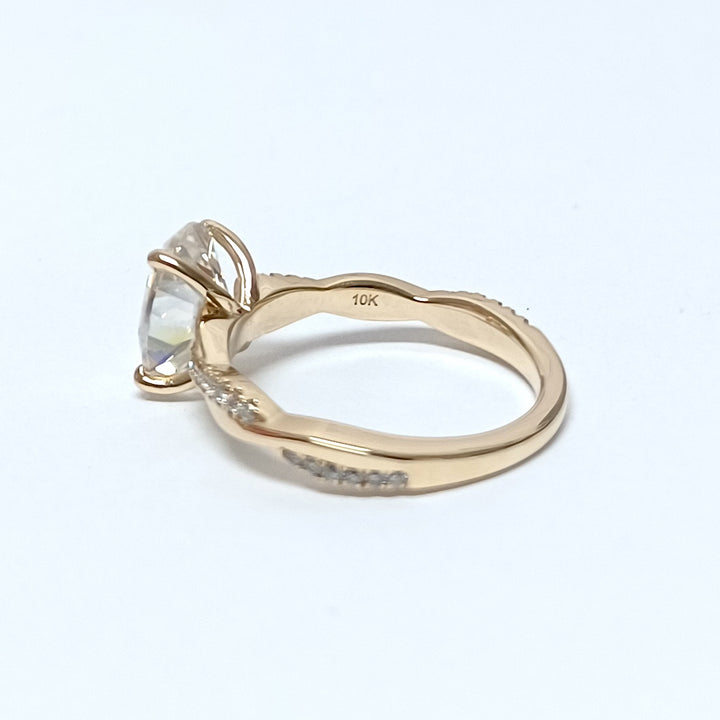 10K Yellow Gold, Moissanite Center, Moissanite melee, Client Ring, Repairs