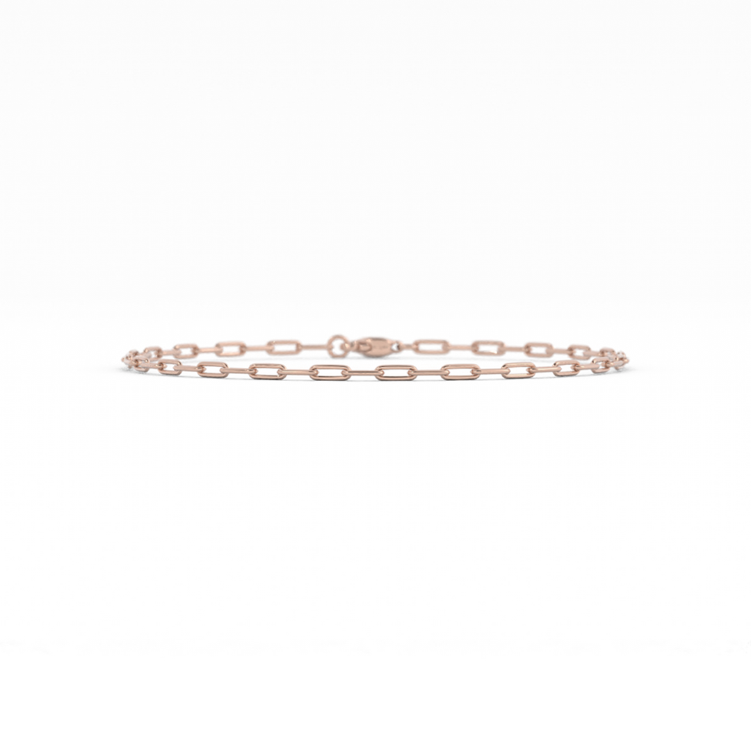 14K Rose Gold Paperclip Bracelet