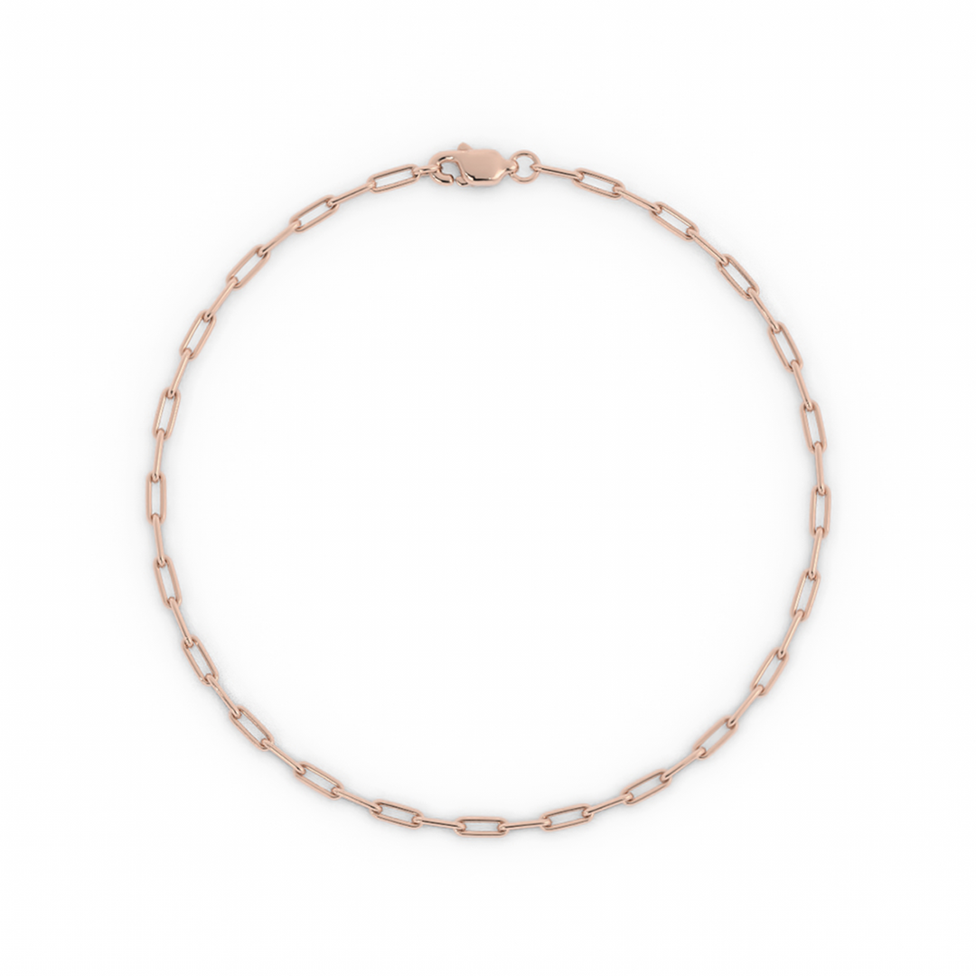 14K Rose Gold Paperclip Bracelet