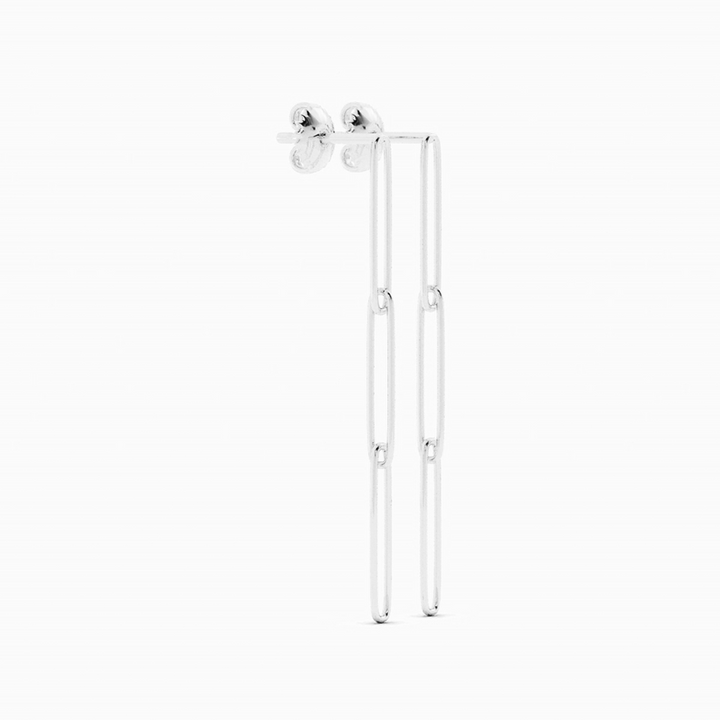 14K White Gold Paperclip Earring