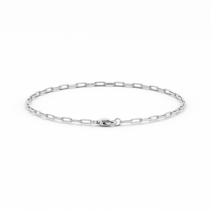 14K White Gold Paperclip Bracelet