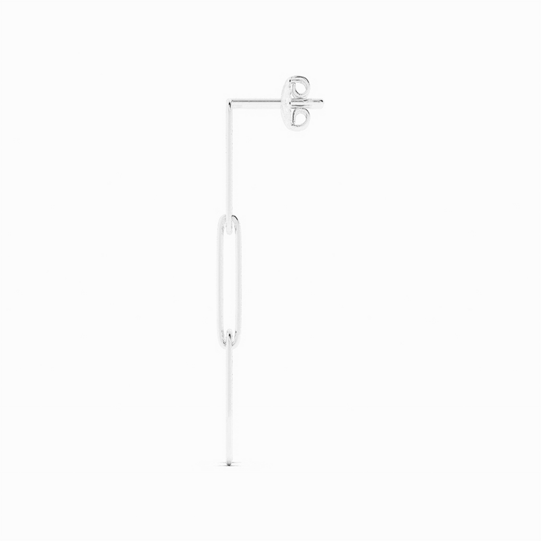 14K White Gold Paperclip Earring