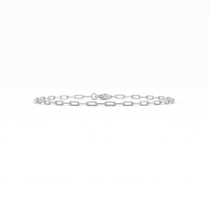 10K White Gold Paperclip Bracelet