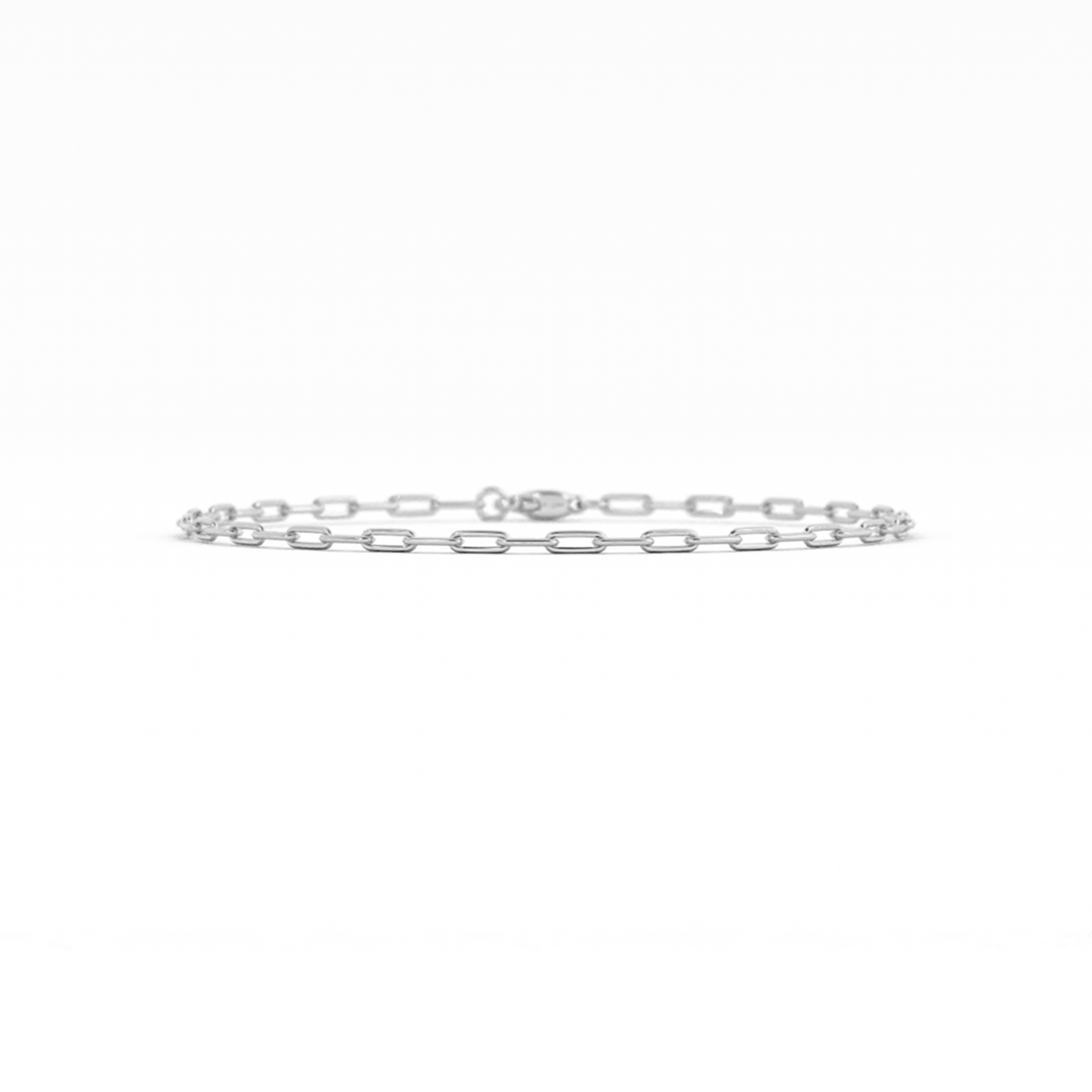 14K White Gold Paperclip Bracelet