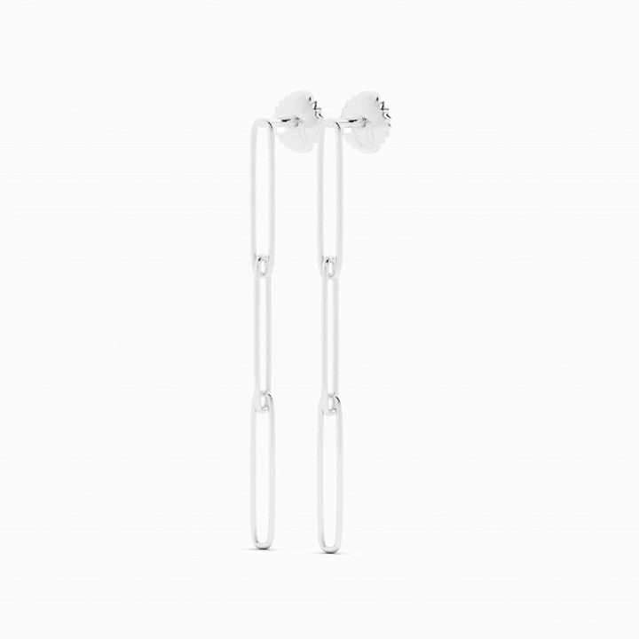 14K White Gold Paperclip Earring