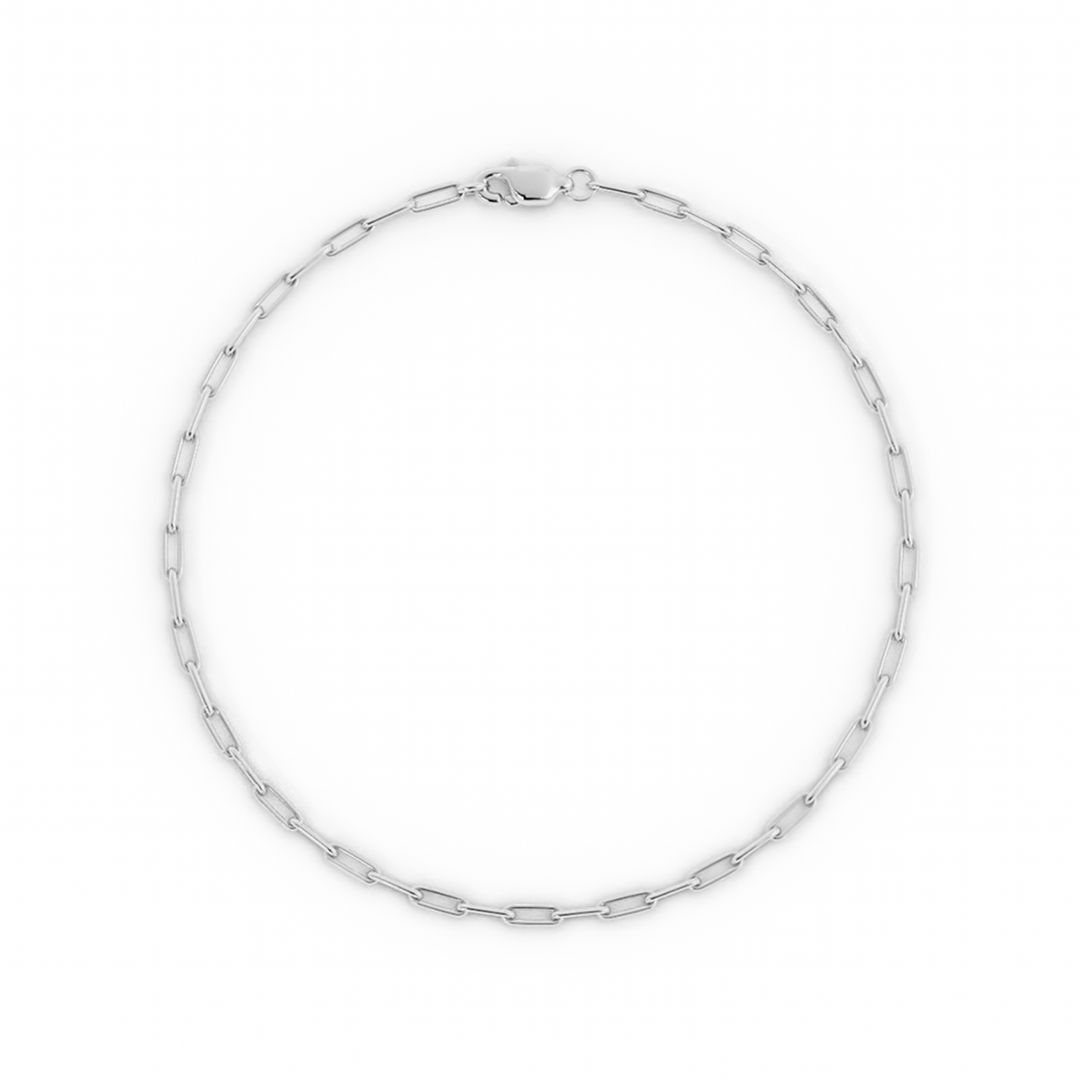 10K White Gold Paperclip Bracelet