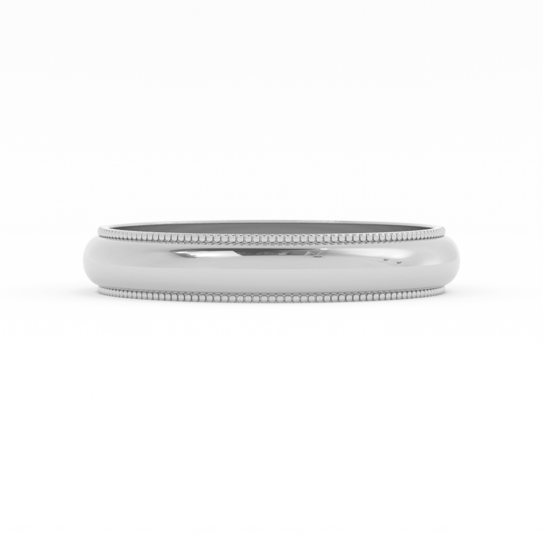 Platinum High Polish Milgrain 4mm Wedding Band