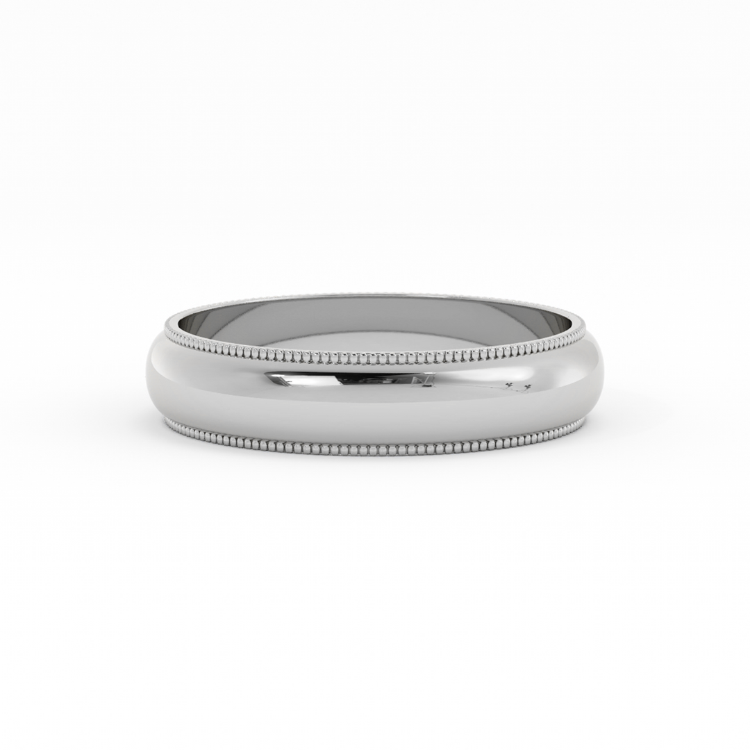 Platinum High Polish Milgrain 5mm Wedding Band