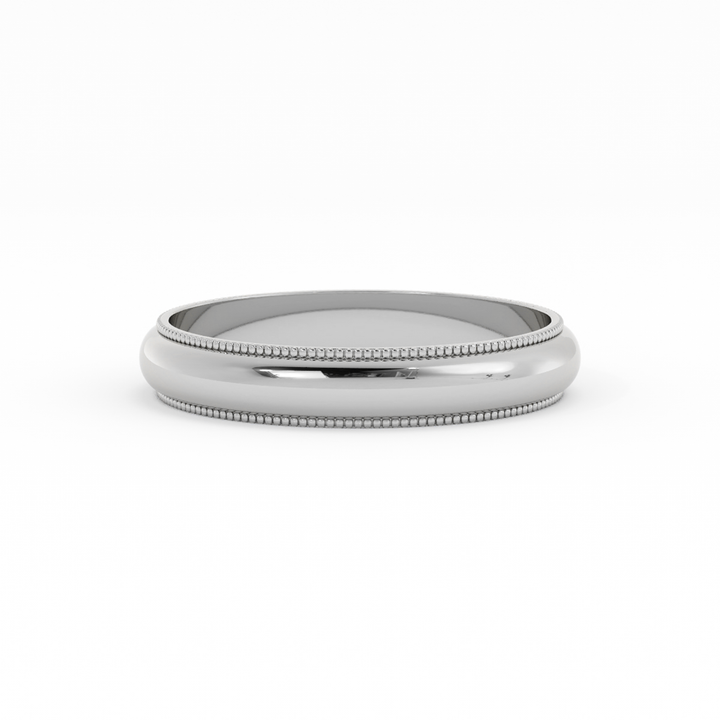 10K White Gold High Polish Milgrain 4mm Wedding Band