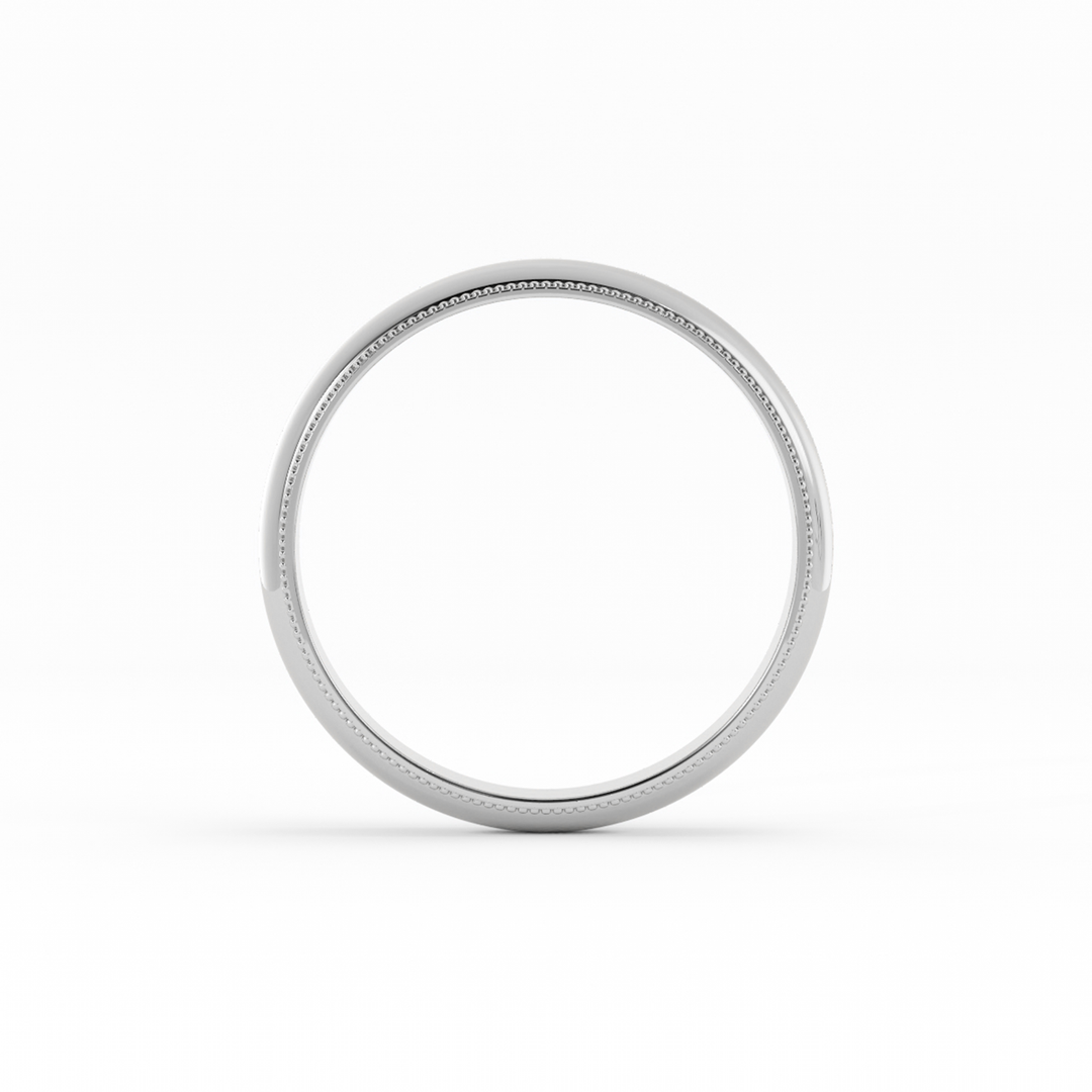 10K White Gold High Polish Milgrain 4mm Wedding Band