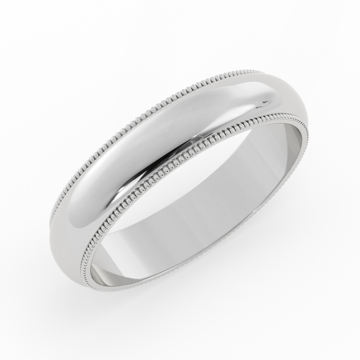 Platinum High Polish Milgrain 5mm Wedding Band