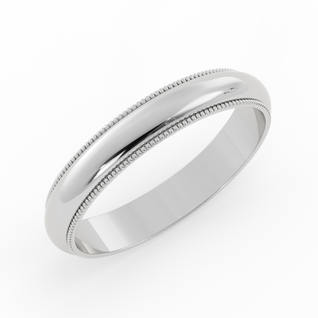 Platinum High Polish Milgrain 4mm Wedding Band