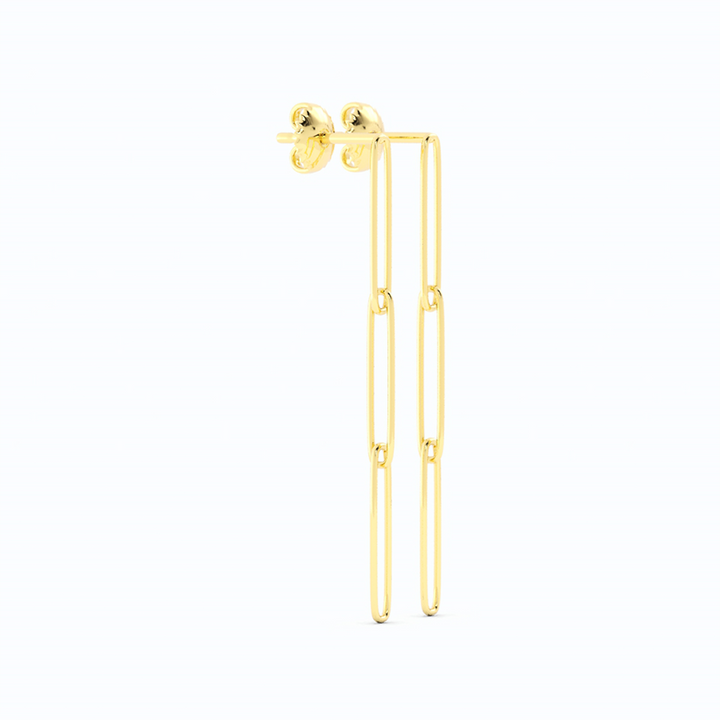 14K Yellow Gold Paperclip Earring