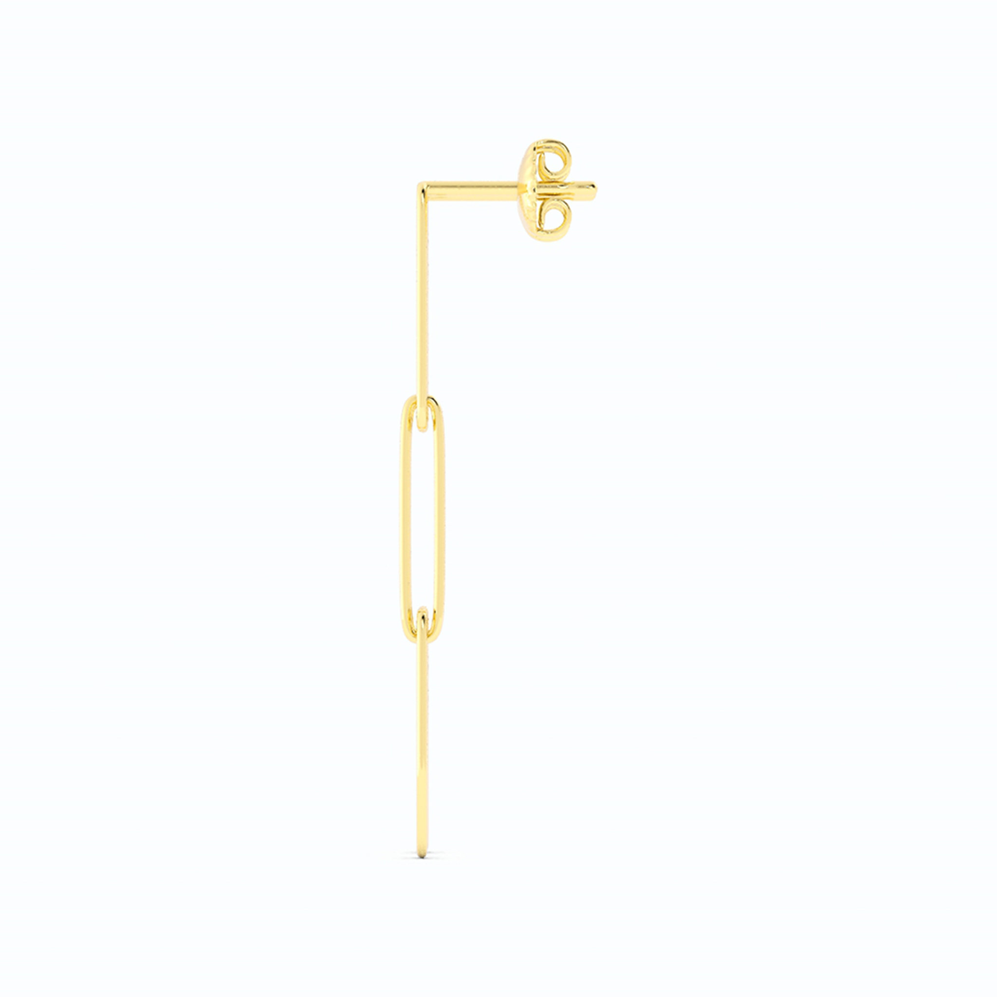 14K Yellow Gold Paperclip Earring