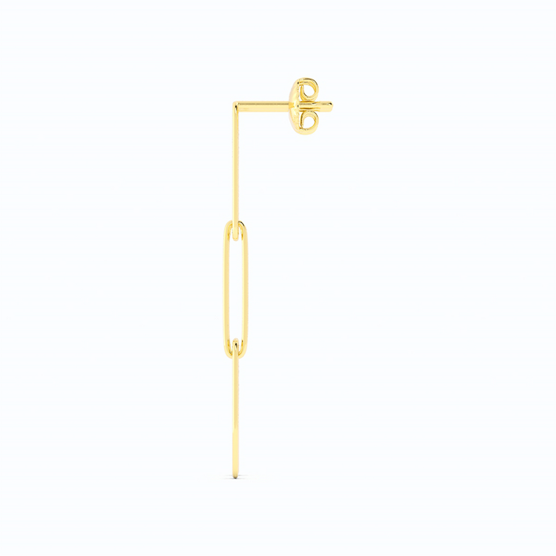 14K Yellow Gold Paperclip Earring