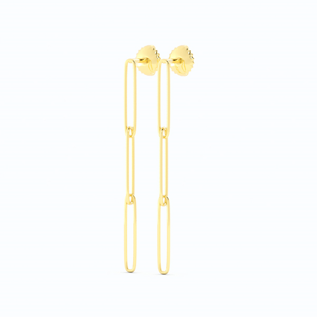 14K Yellow Gold Paperclip Earring