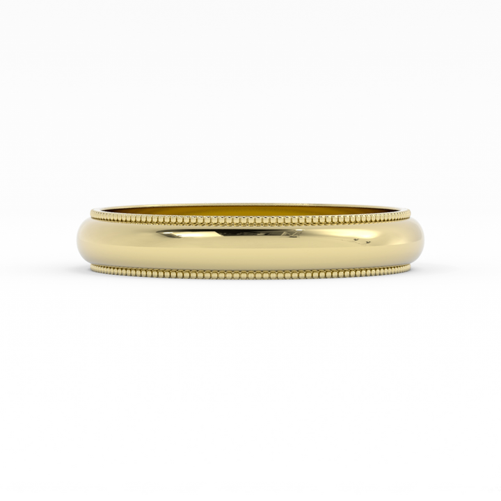 10K Yellow Gold High Polish Milgrain 4mm Wedding Band