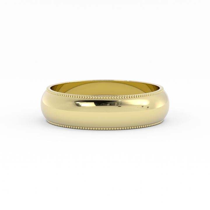 10K Yellow Gold High Polish Milgrain 6mm Wedding Band