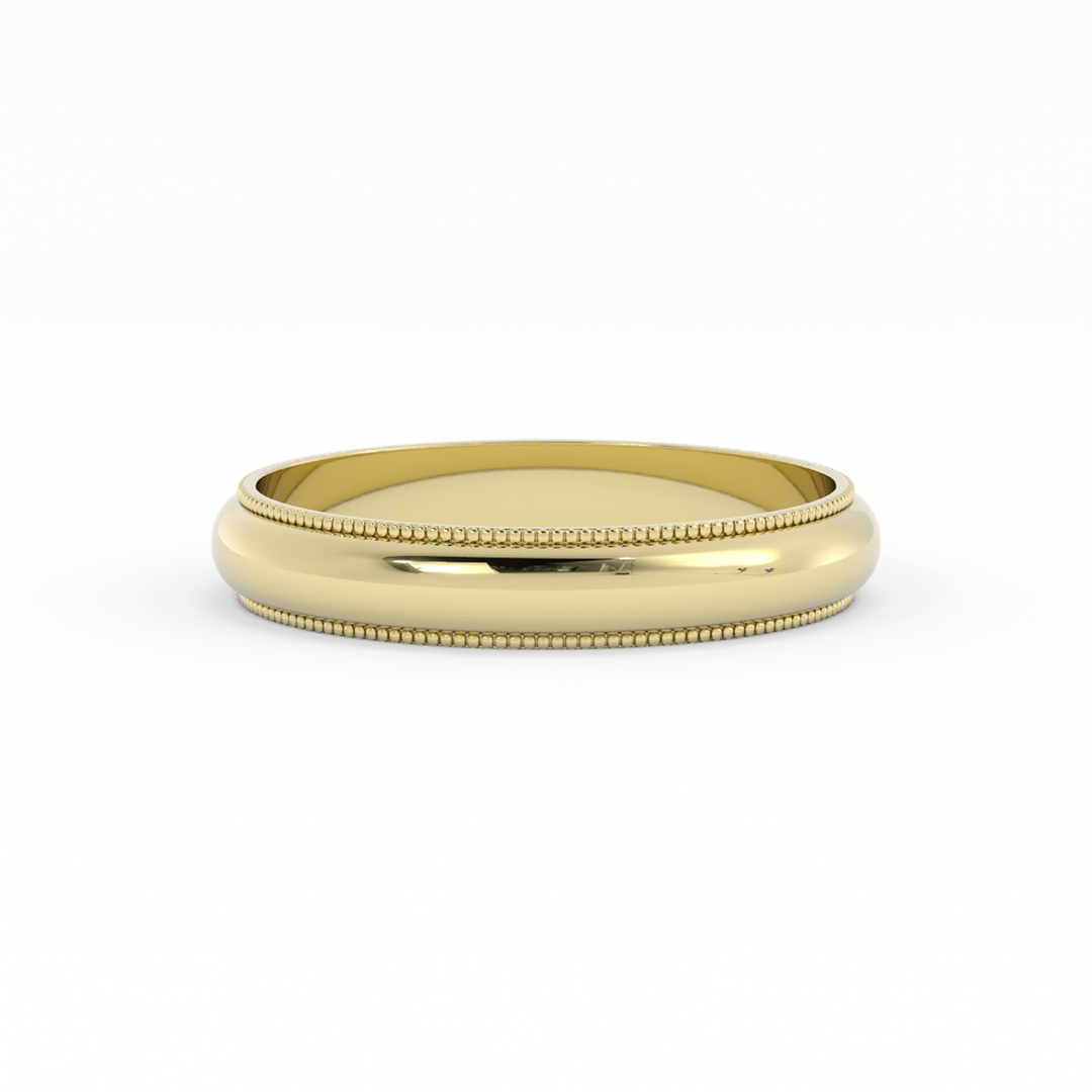 10K Yellow Gold High Polish Milgrain 4mm Wedding Band