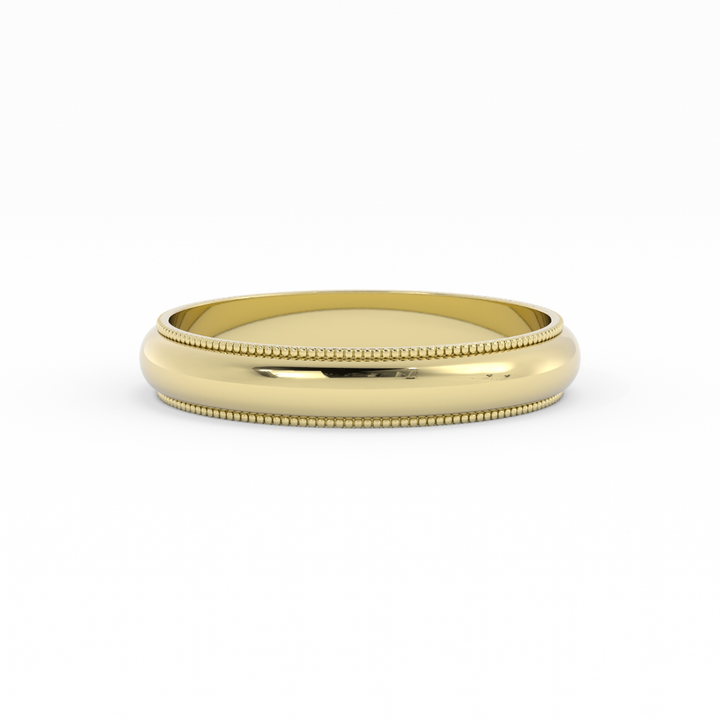 10K Yellow Gold High Polish Milgrain 4mm Wedding Band