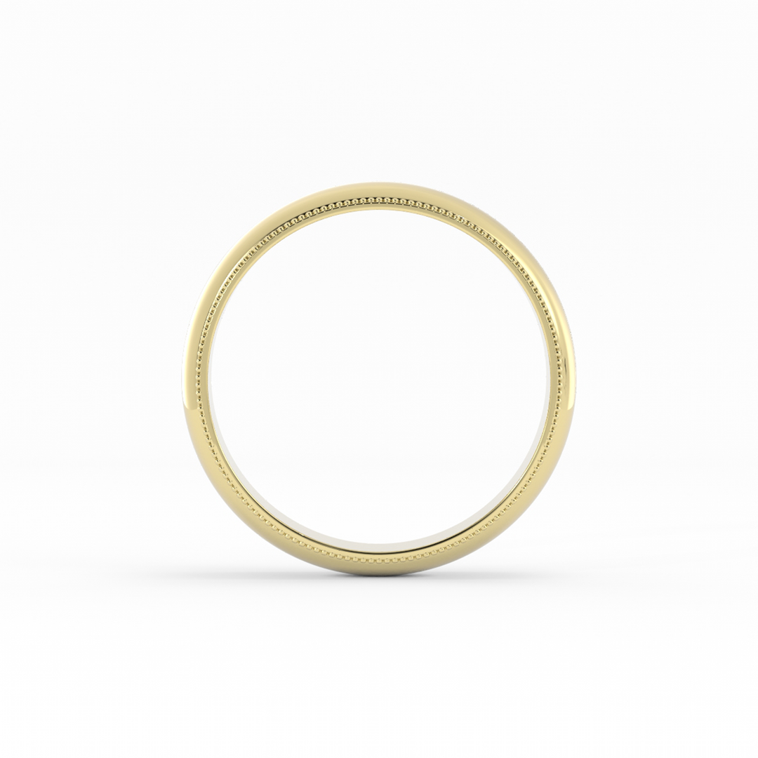 14K Yellow Gold High Polish Milgrain 5mm Wedding Band