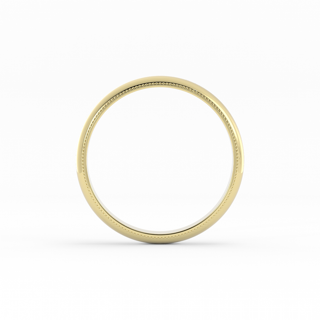 10K Yellow Gold High Polish Milgrain 4mm Wedding Band