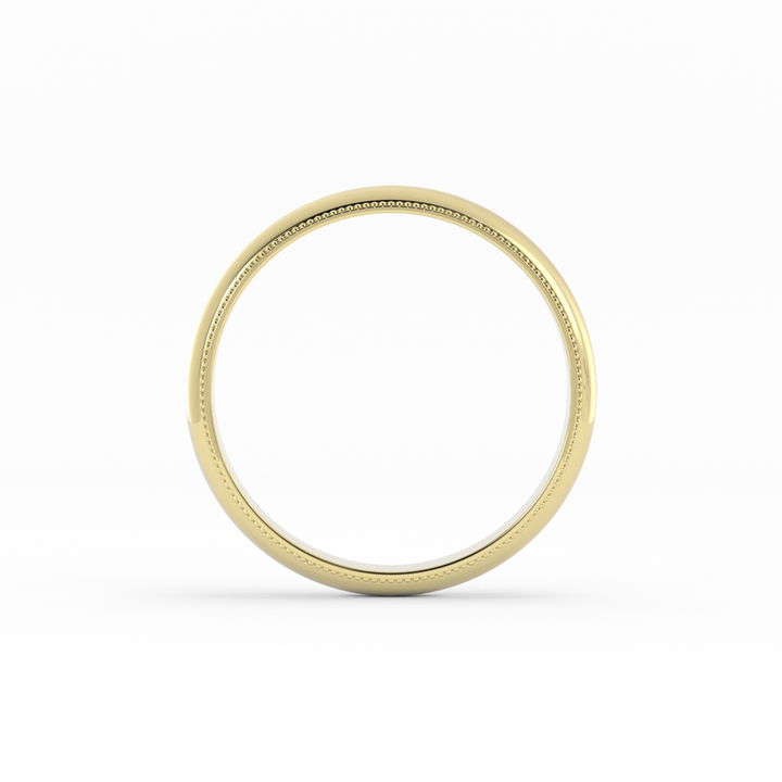 10K Yellow Gold High Polish Milgrain 4mm Wedding Band