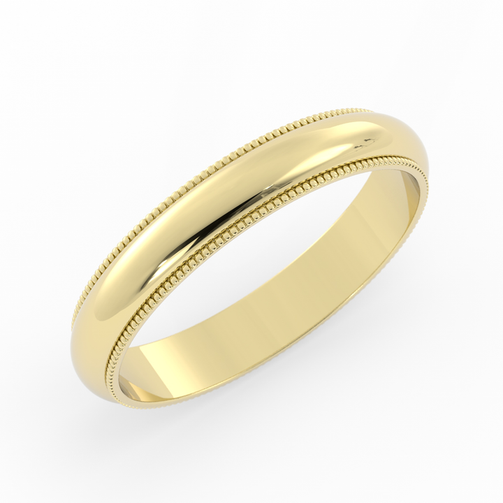 10K Yellow Gold High Polish Milgrain 4mm Wedding Band