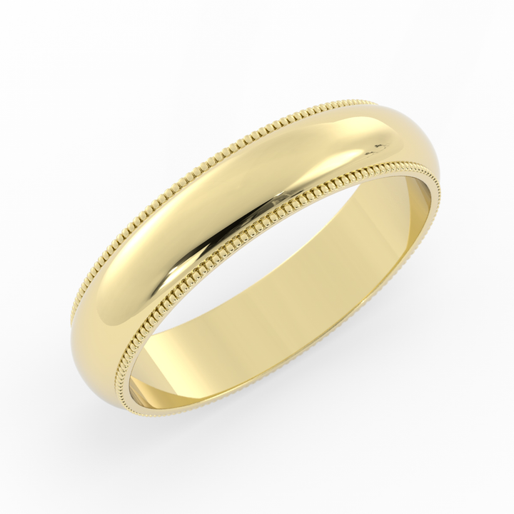 18K Yellow Gold High Polish Milgrain 5mm Wedding Band