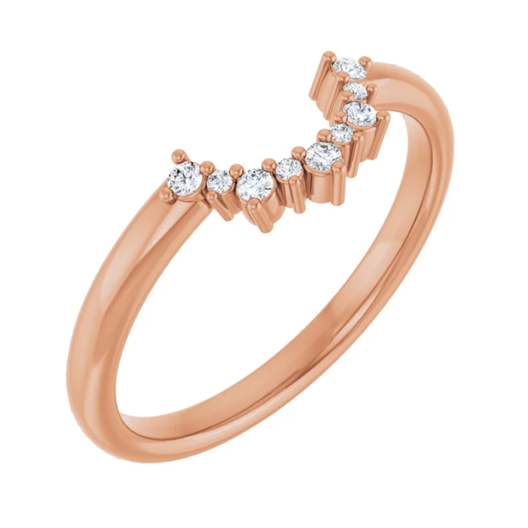 14K Rose Gold Alternating Stone Contour Wedding Band