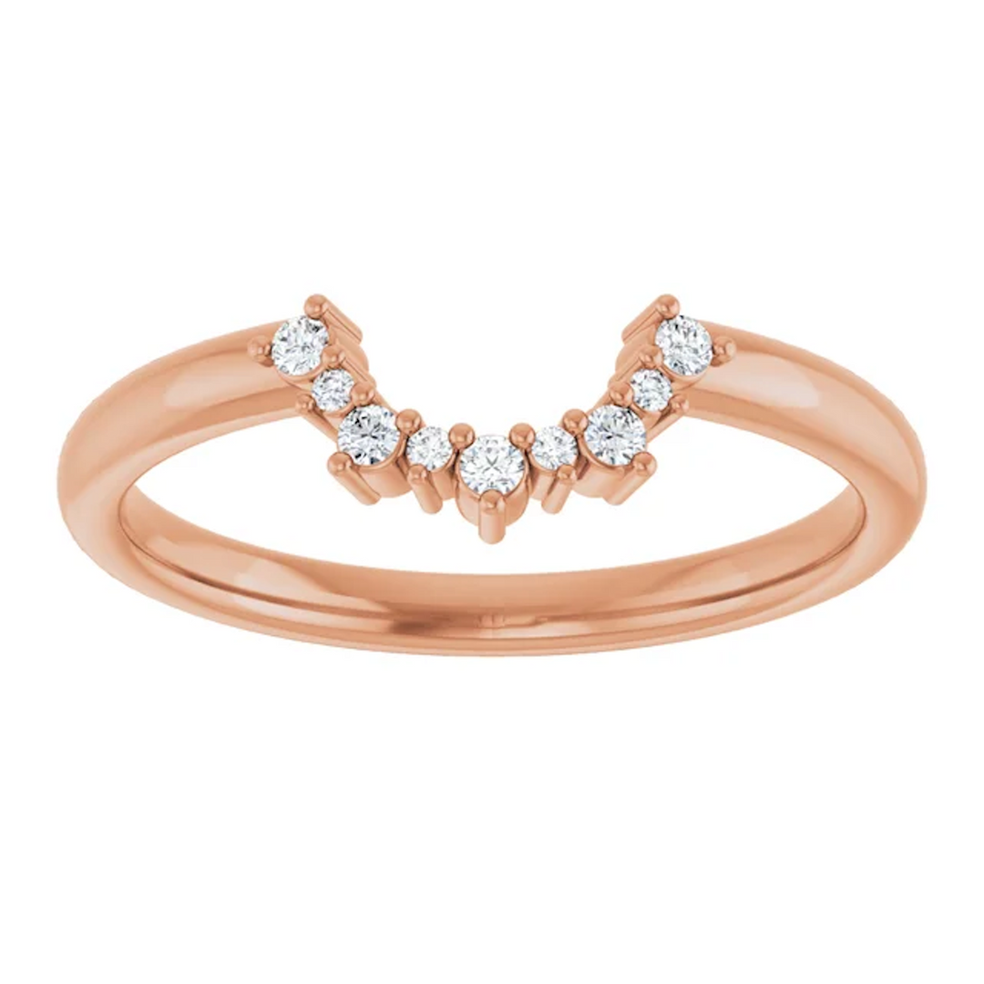 14K Rose Gold, Moissanite Melee, Size 5.0 Ring