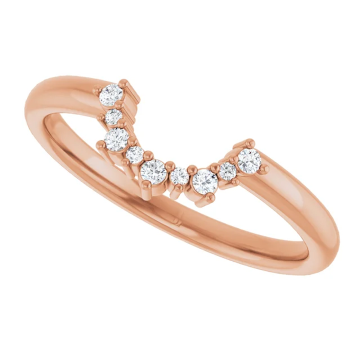 14K Rose Gold, Moissanite Melee, Size 5.0 Ring