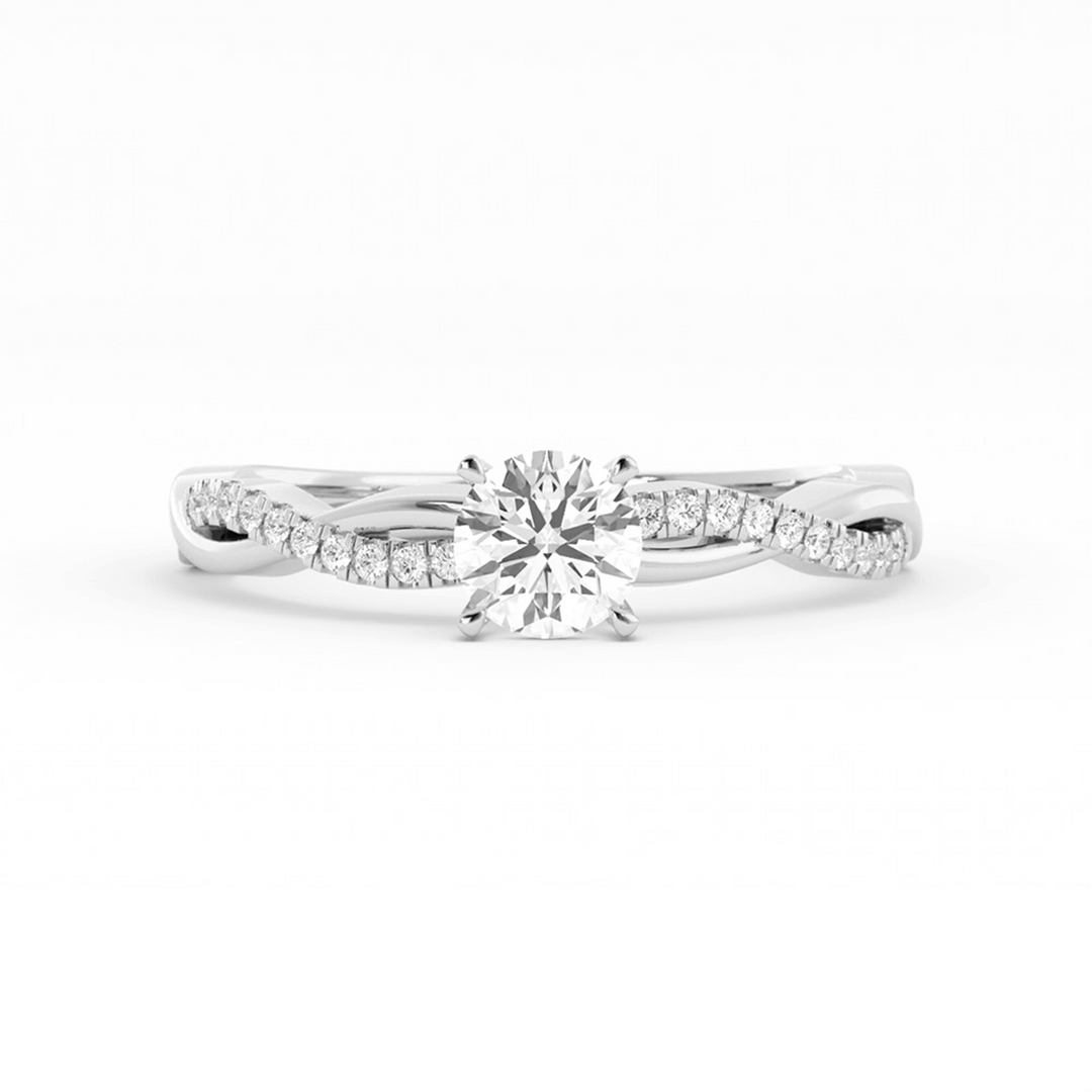 Platinum 0.6 ct. t.w. Pave Twist Lab Grown Diamond Solitaire Engagement Ring-2