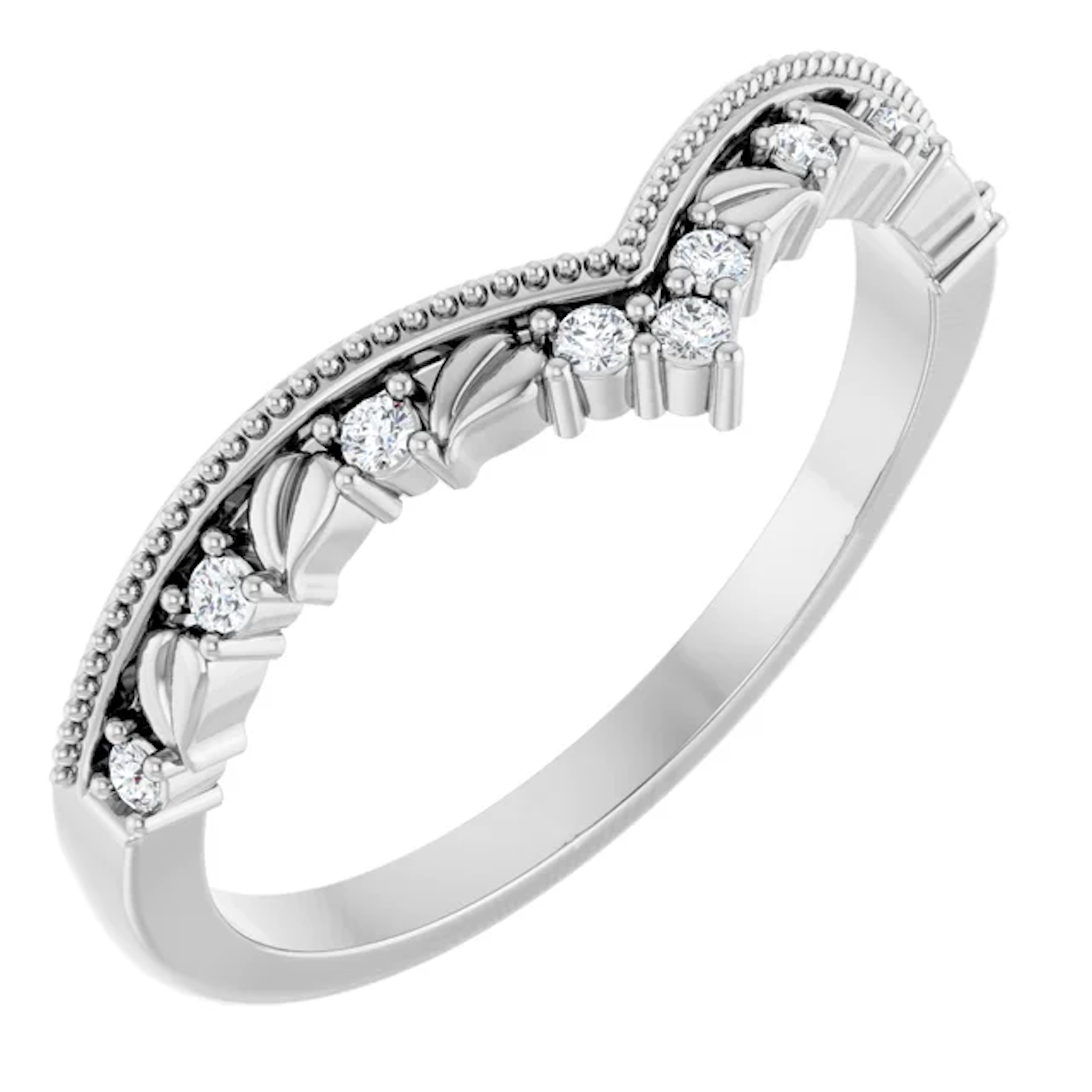 95/5 Platinum Decorative Chevron Contour Wedding Band