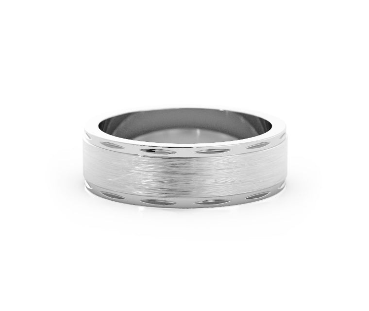 Platinum Satin Domed with Cut Edge 6mm Wedding Band