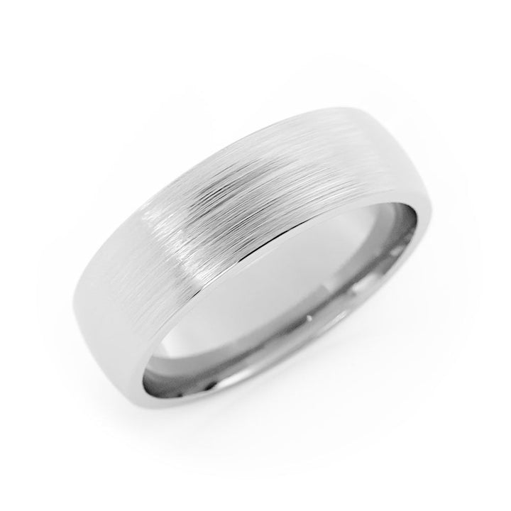 Platinum Satin Heavy Domed 6mm Wedding Band