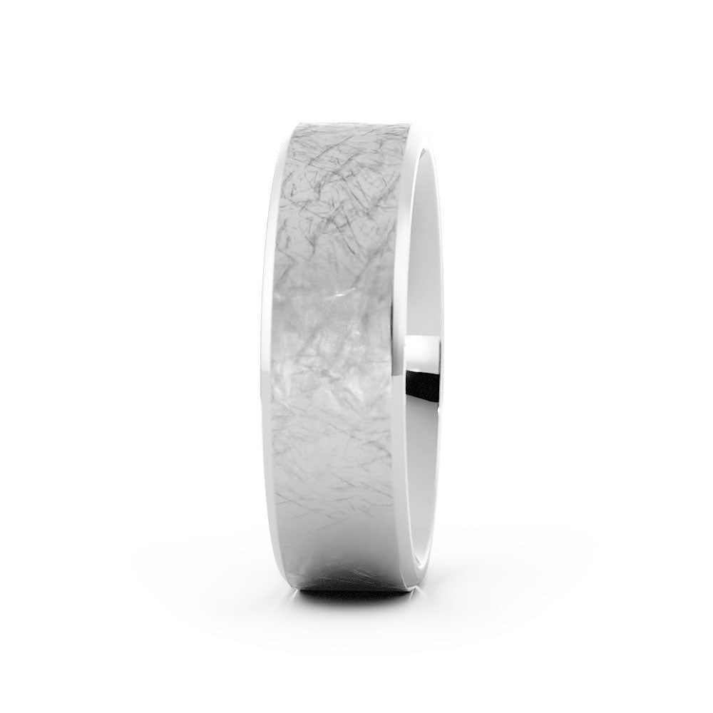 Platinum Scratch Light Flat with Slanted Edge 6mm Wedding Band