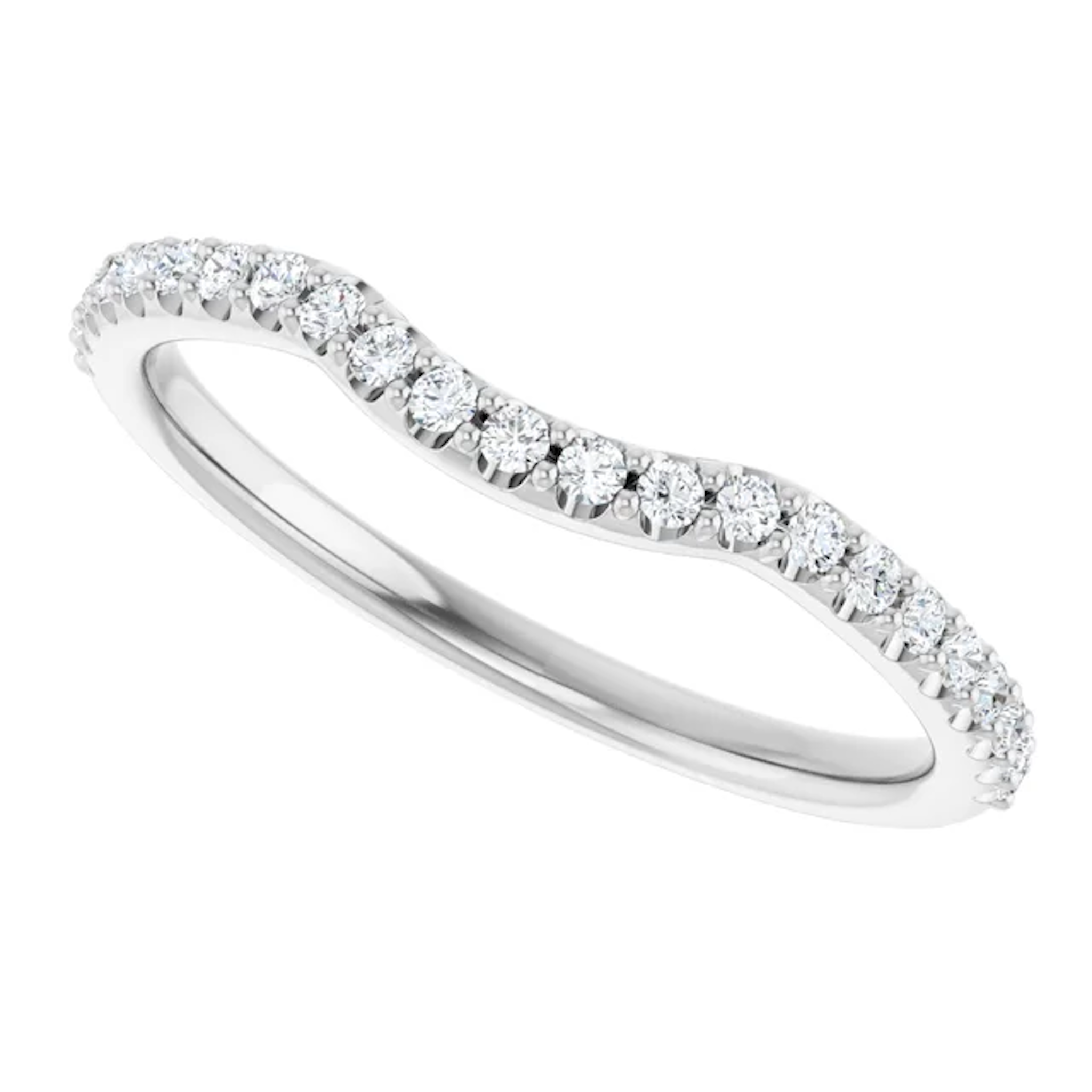 95/5 Platinum Round Curved Contour Wedding Band