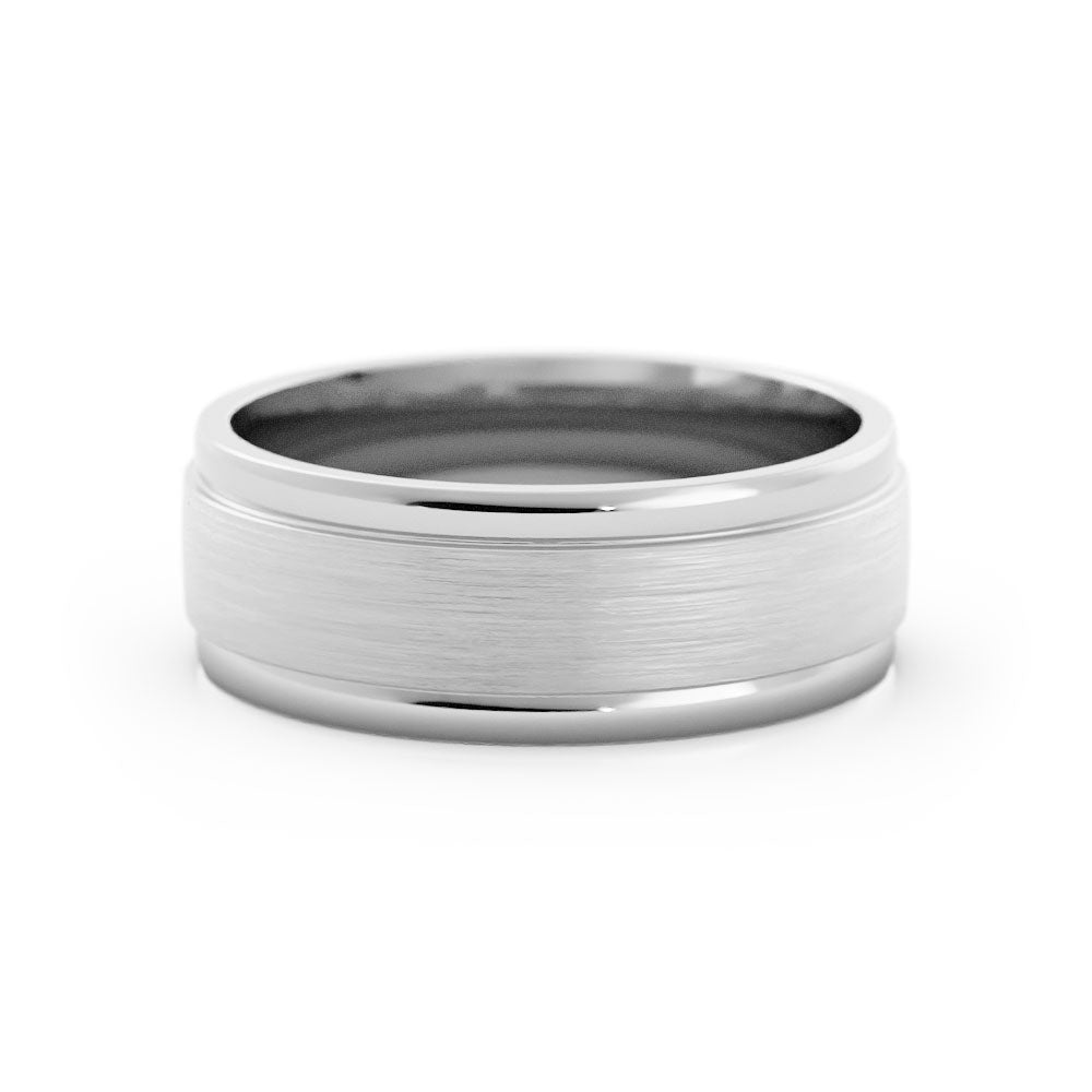 Platinum Satin Step-Down Edge 7mm Wedding Band